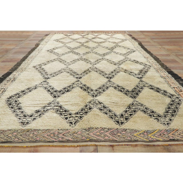 Beige Vintage Moroccan Beni Ourain Rug, 06'05 X 10'10 For Sale - Image 8 of 10