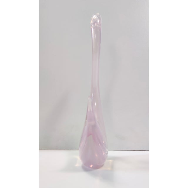 Vintage Italian Pink Sommerso Murano Glass Swan by Elio Raffaeli, 1980s For Sale - Image 4 of 18
