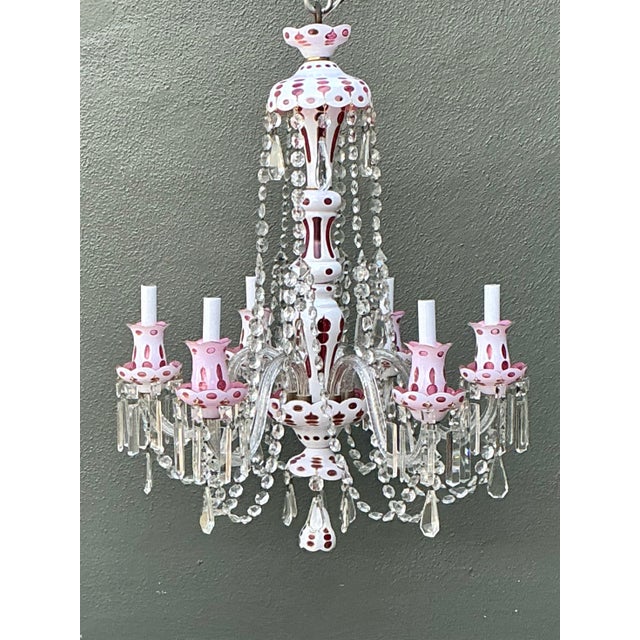 Vintage Check Cut Crystal Swag Chandelier For Sale In West Palm - Image 6 of 12