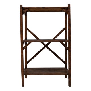 1920s French Wooden X Frame Shelf For Sale