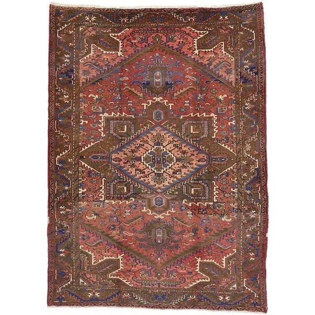 Vintage Persian Heriz Rug - 07'03 X 10'00 For Sale In Dallas - Image 6 of 6