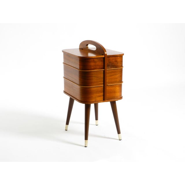 Wood Mid-Century Modern Sewing Box with Teak Veneer and Many Compartments, 1950s For Sale - Image 7 of 18