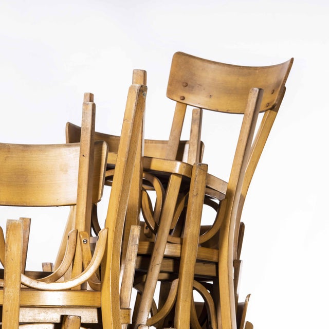 1950s French Honey Beech Bentwood Dining Chairs from Baumann, 1950s, Set of 6 For Sale - Image 5 of 17