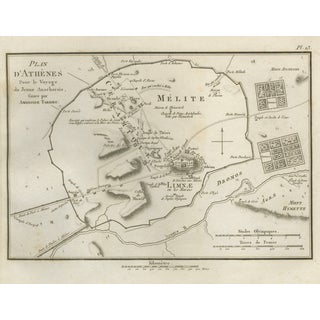 Ancient Athens City Plan with Acropolis from Ambroise Tardieu, 1825 For Sale