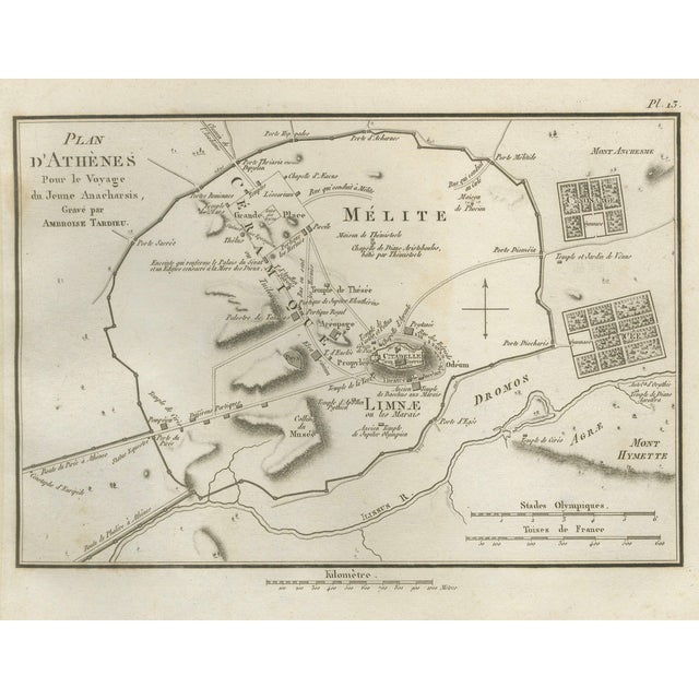 Ancient Athens City Plan with Acropolis from Ambroise Tardieu, 1825 For Sale