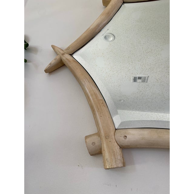 1960s Faux Ivory Bone Primal Primitive Style Large Wall Mirror Designer ...