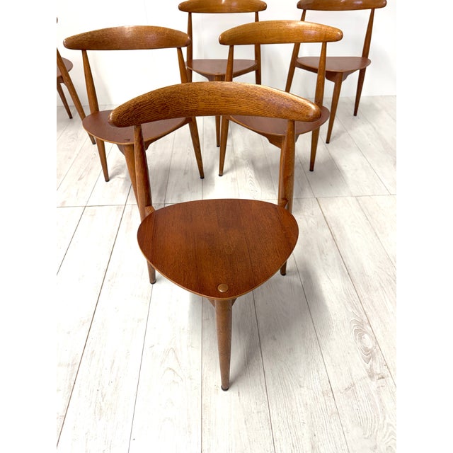 Vintage Heart Dining Set by Hans Wegner for Fritz Hansen, 1950s, Set of 7 For Sale - Image 17 of 18