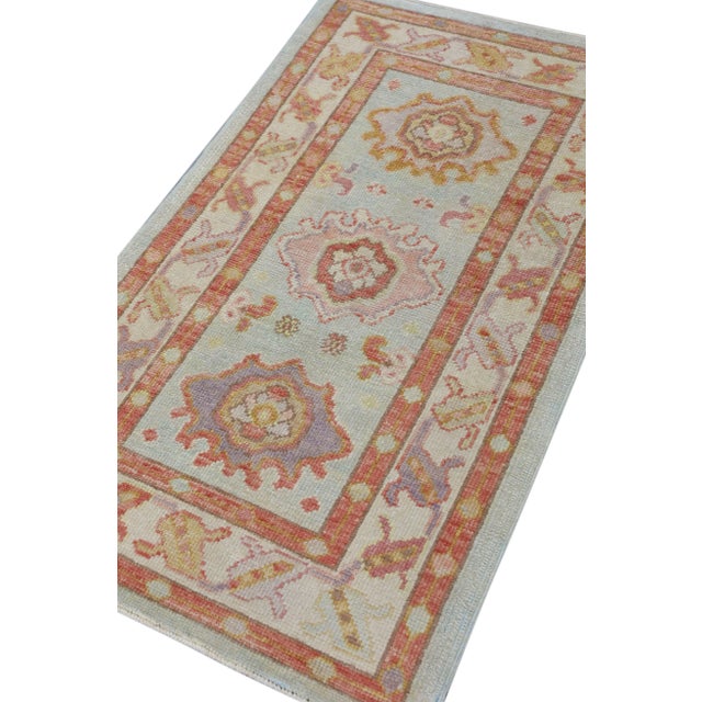 Red Modern Turkish Oushak Rug 2'10" x 4'9" For Sale - Image 8 of 10