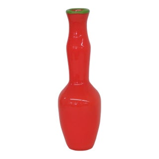Richard Jones Art Glass Vase Signed 1998 Studio Paran Orange and Green 4924b For Sale