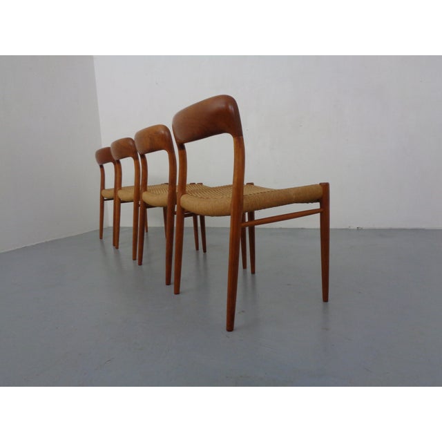 Model 75 Teak & Papercord Chairs by Niels Otto Møller for JL Møller, 1960s, Set of 4 For Sale - Image 11 of 18