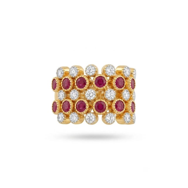 Gemstone 18k Gold Ruby 3.67ct & Diamond 2.01ct Halo Ring, New Design For Sale - Image 7 of 8