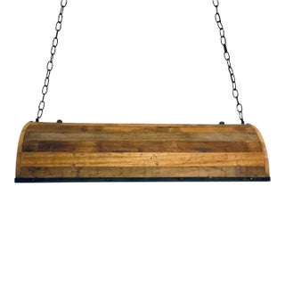 Organic Modern Reclaimed Barrel Wood Chandelier For Sale