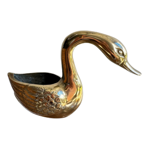 Vintage Petite Brass Swan Planter or Catchall