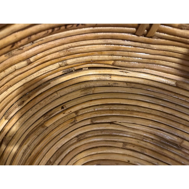 Vintage Mid-Century Rattan and Brass Basket, Italian Handmade 1970's For Sale - Image 9 of 13