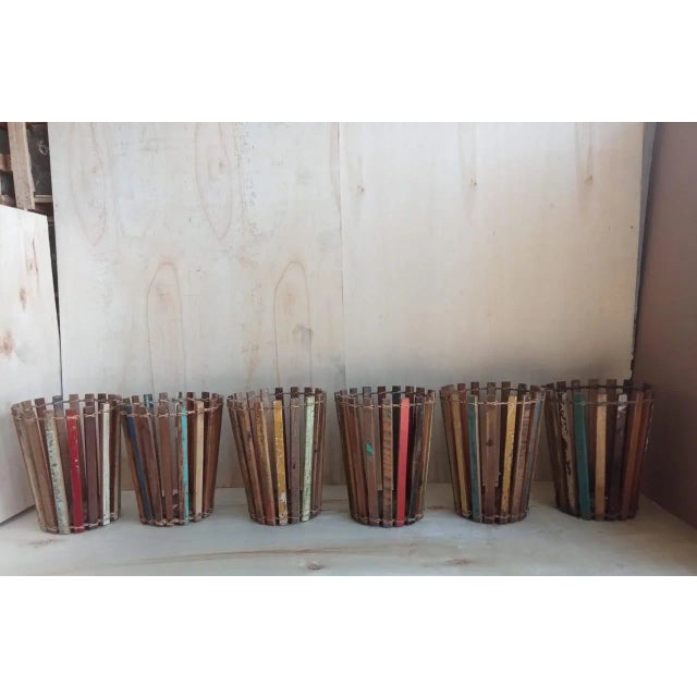 Vintage Salvaged Boat Wood Rustic Basket Small For Sale In Los Angeles - Image 6 of 7