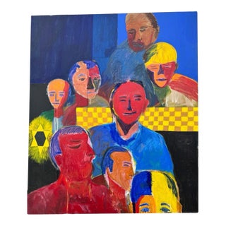 Large Contemporary Neo-Expressionist Figural Painting on Canvas For Sale