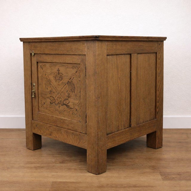 Antique Oak Side Cabinet with Carved Motifs, 1890s For Sale - Image 4 of 13