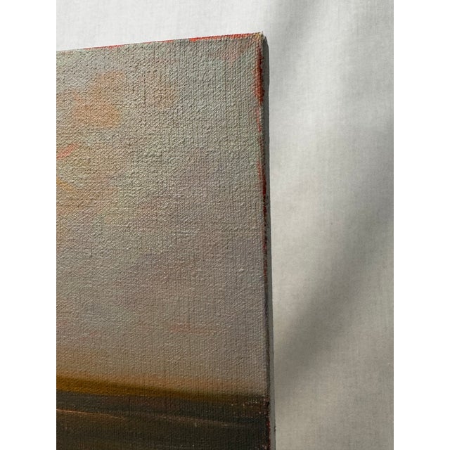 Apricot Vintage Mid Century Impressionist Sunset Seascape Original Oil Painting in the Manner of Robert William Wood For Sale - Image 8 of 16