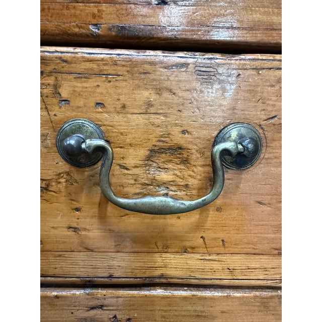 19th C French Draper’s Table Fruitwood Pine 4 Drawer Primitive 90” For Sale - Image 10 of 14