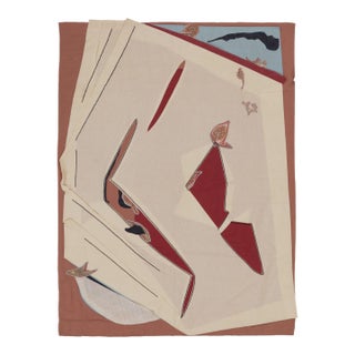Rug & Kilim’s Contemporary Tapestry With Abstract Patchwork in Rich Red & Beige For Sale
