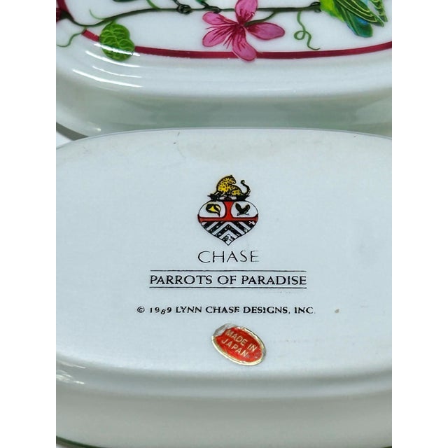 Ceramic Lynn Chase Parrots of Paradise Porcelain Box - Vintage Tropical Decorative Trinket Box For Sale - Image 7 of 7