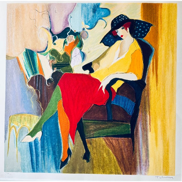 Beautiful 34" x 34" signed and numbered "Springtime" bt artist Itzchak Tarkay. This piece has an embossed raised seal to...