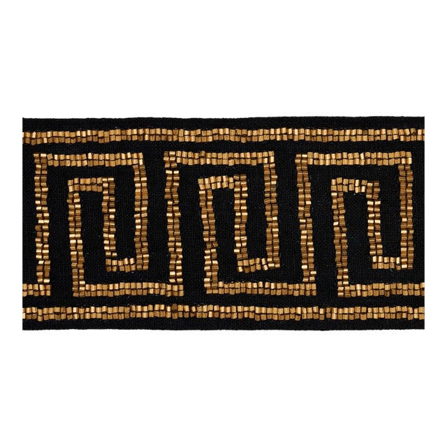 SAMPLE - Schumacher Delphi Beaded Tape In Gold On Black For Sale