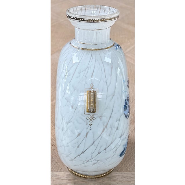 Late 19th Century Pilgrim Vase, Blue & White Botanical Enamel, Circa 1890 For Sale - Image 5 of 11