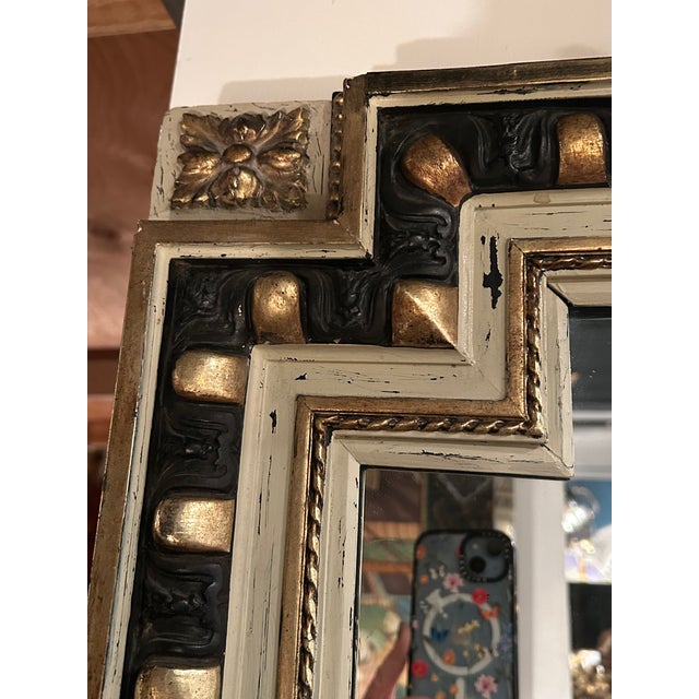 Monumental Carved French Napoleon III Painted Gilded Wood Mirror For Sale In Philadelphia - Image 6 of 10
