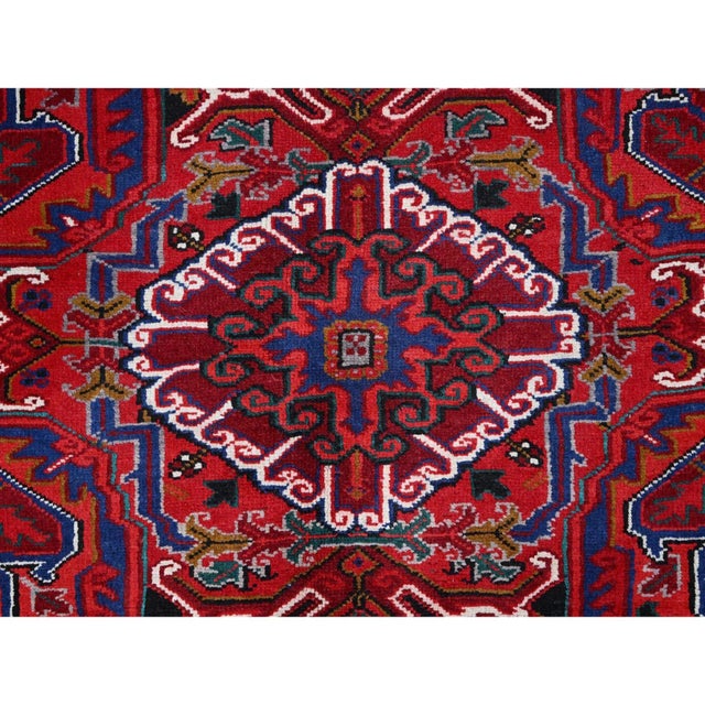 1960 8'7"x10'10" Pomegranate Red Worn Wool Hand Knotted Vintage Persian Oriental Rug For Sale - Image 12 of 12