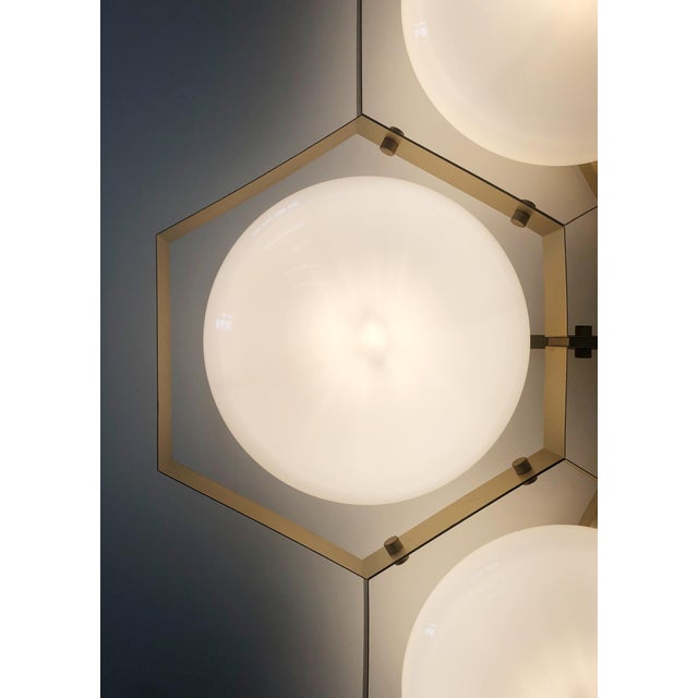 21st Century Hive Satin Brass Glossy White Murano Flush Mount by Fabio LTD For Sale - Image 9 of 9