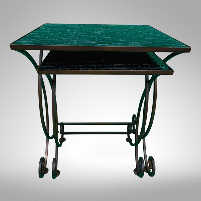 Mosaic Tile Nesting Tables Cerulean Pier 1 Imports Set For Sale - Image 4 of 18
