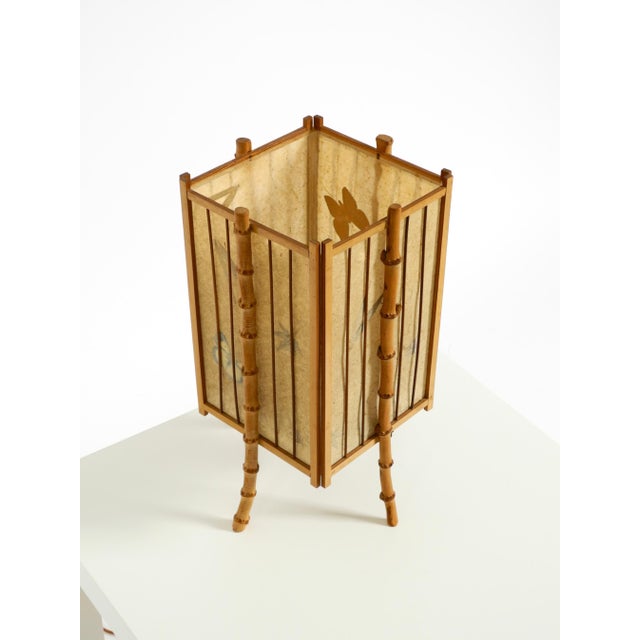 Beige Mid-Century Modern French Table Lamp in Bamboo and Parchment Paper, 1950s For Sale - Image 8 of 18