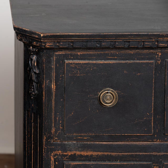 Pair of 19th Century Swedish Gustavian Black Painted Chests of Drawers For Sale - Image 6 of 16