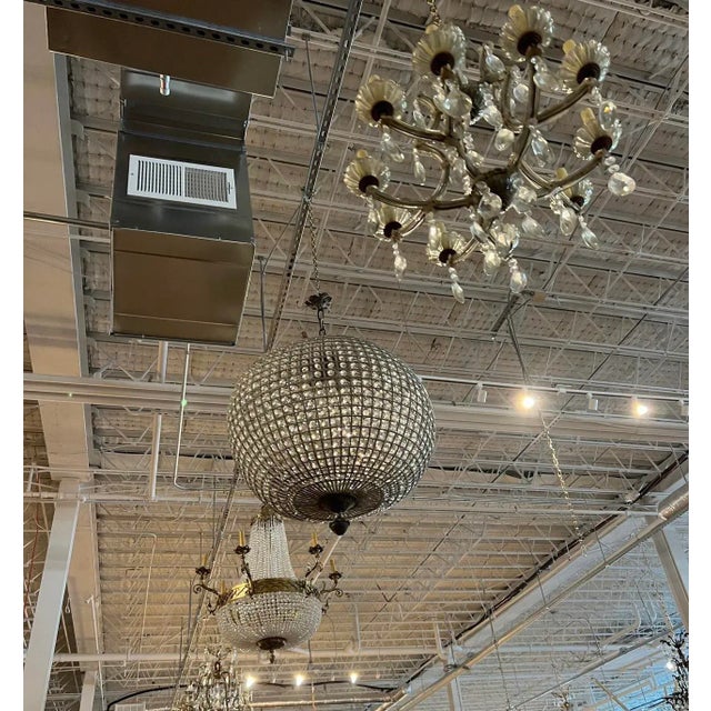 1970s Spherical Crystal Chandelier Acanthus Top For Sale In Atlanta - Image 6 of 6