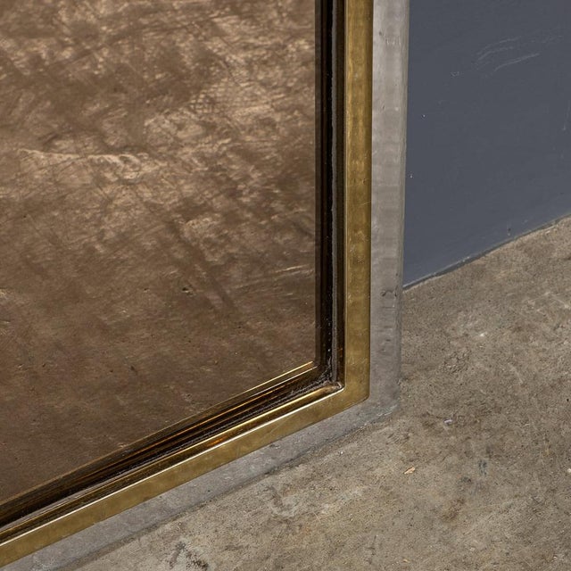 Gold Metal and Brass Framed Mirror with Smoked Glass from Belgo Chrome, 1970s For Sale - Image 8 of 13