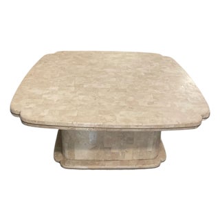 Vintage Hollywood Regency Tessellated Resin Square Coffee Table For Sale