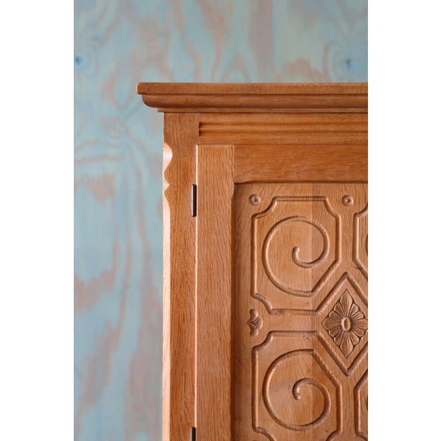 Mid 20th Century Modern Henning Kjaernulf Style Tall Cabinet / Sideboard in White Oak For Sale - Image 13 of 17