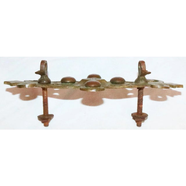 Antique Early 20th Century Brass & Copper Drawer Pull Backplate With Posts & Nuts For Sale - Image 4 of 9