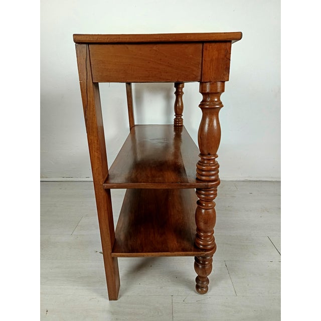 Wood Walnut Etagère Console Table For Sale - Image 7 of 18