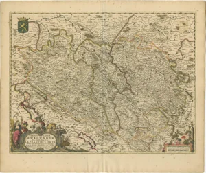 Hand-Colored Map of Franche-Comté and Burgundy by Frederik De Wit, 1688