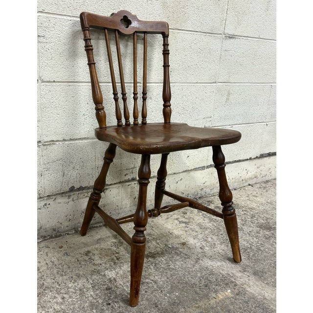 Late 19th Century Antique Rothschild’s Child Size Pub Style Farmhouse Side Chair For Sale - Image 5 of 10