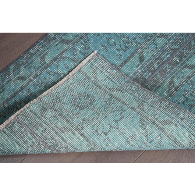 Turquoise 1970 Vintage Handwoven Turquoise Turkish Runner For Sale - Image 8 of 10