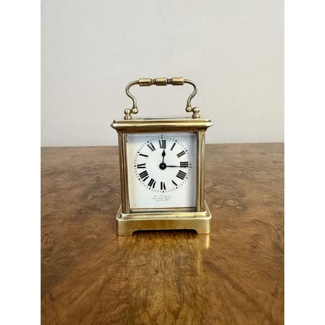 Antique Brass Carriage Clock with Travel Case from Pickford of London, 1880, Set of 2 For Sale - Image 6 of 7