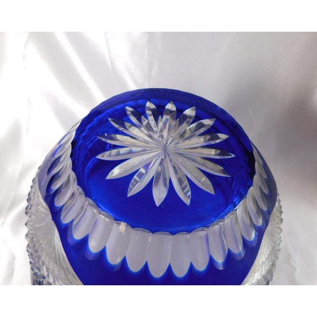 1940s Very Large Blue Cut to Clear Bowl For Sale - Image 4 of 7