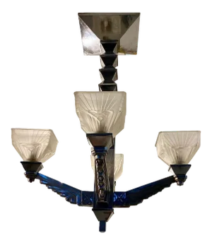 1940s French Art Deco Chandelier Signed by Charles Schneider