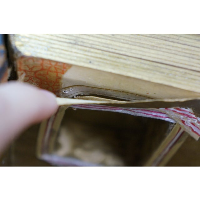 Antique Hidden Secret Embossed Leather Book Storage Compartment Box Album 5" For Sale - Image 10 of 14