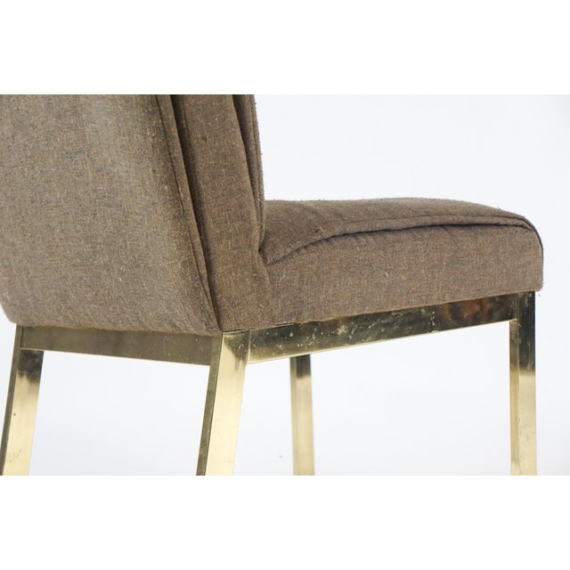 1970s Milo Baughman for Design Institute America Brass Tuxedo Parsons Chairs - Set of 6 For Sale - Image 9 of 11