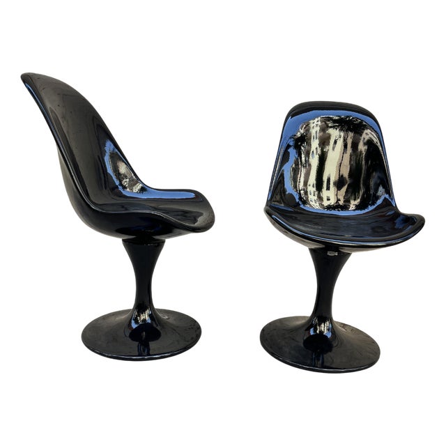 Set of Vintage Black Armchairs, 1950s For Sale