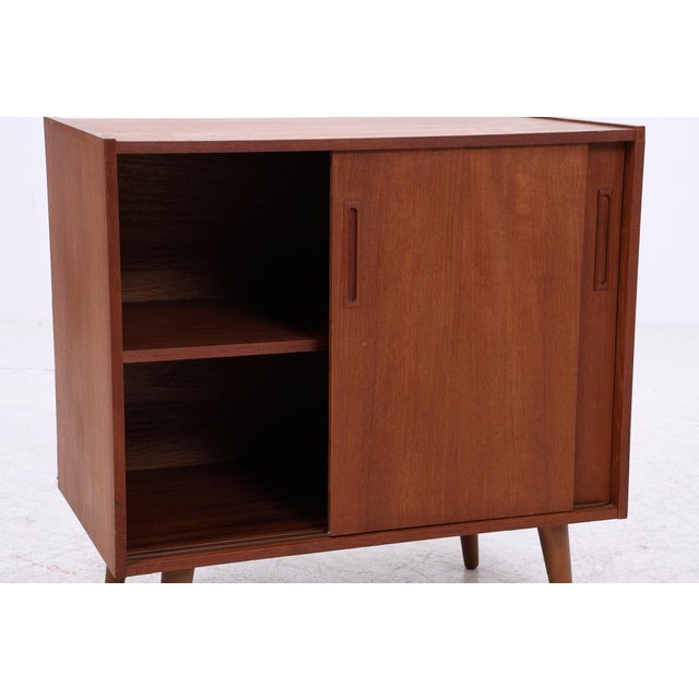 Brown Mid-Century Modern Teak Chest of Drawers with Sliding Doors, 1960s For Sale - Image 8 of 14